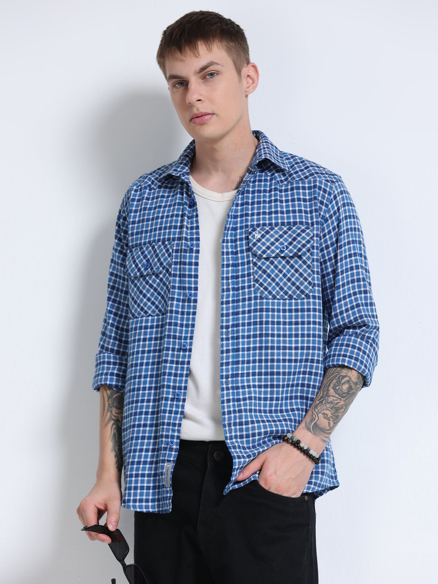 Blue Imperial Check Double Pocket Shirt