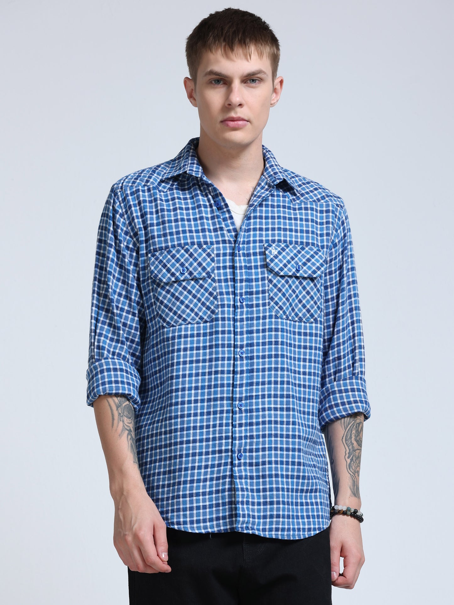 Blue Imperial Check Double Pocket Shirt