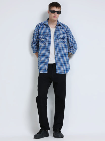 Blue Imperial Check Double Pocket Shirt