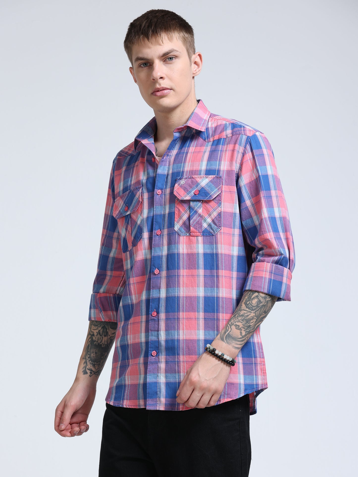 Lavendar Coast Check Double Pocket Shirt