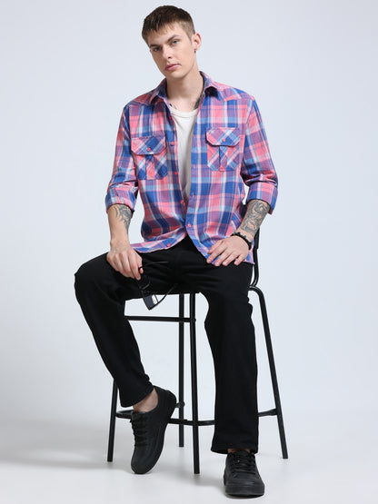 Lavendar Coast Check Double Pocket Shirt