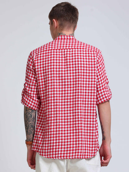Ruby Check Chinese Collar Shirt