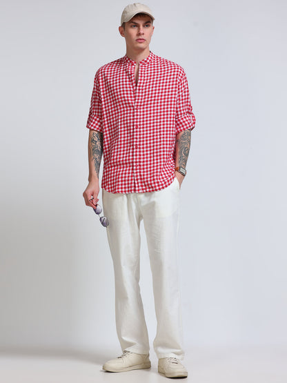 Ruby Check Chinese Collar Shirt