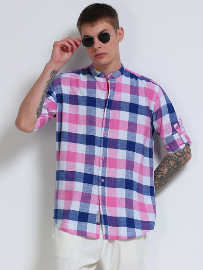 Candy Harbour Check Chinese Collar Shirt