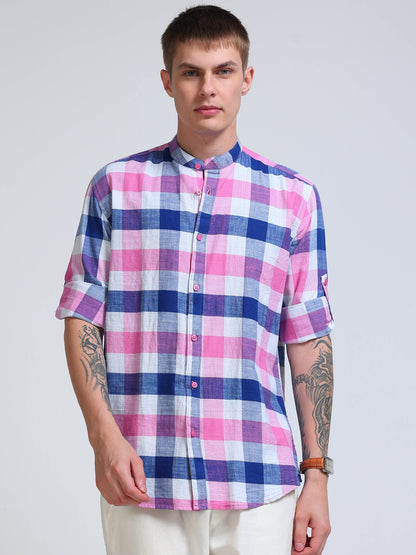 Candy Harbour Check Chinese Collar Shirt