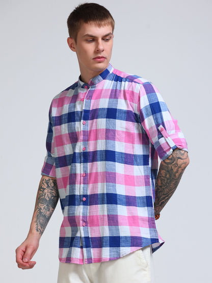 Candy Harbour Check Chinese Collar Shirt