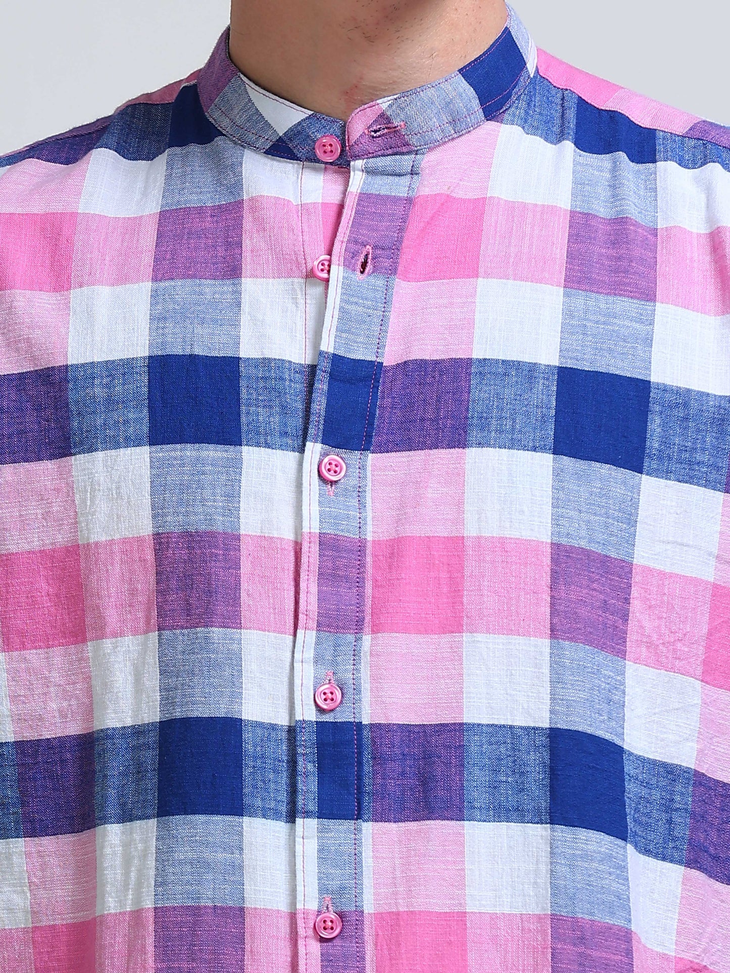 Candy Harbour Check Chinese Collar Shirt