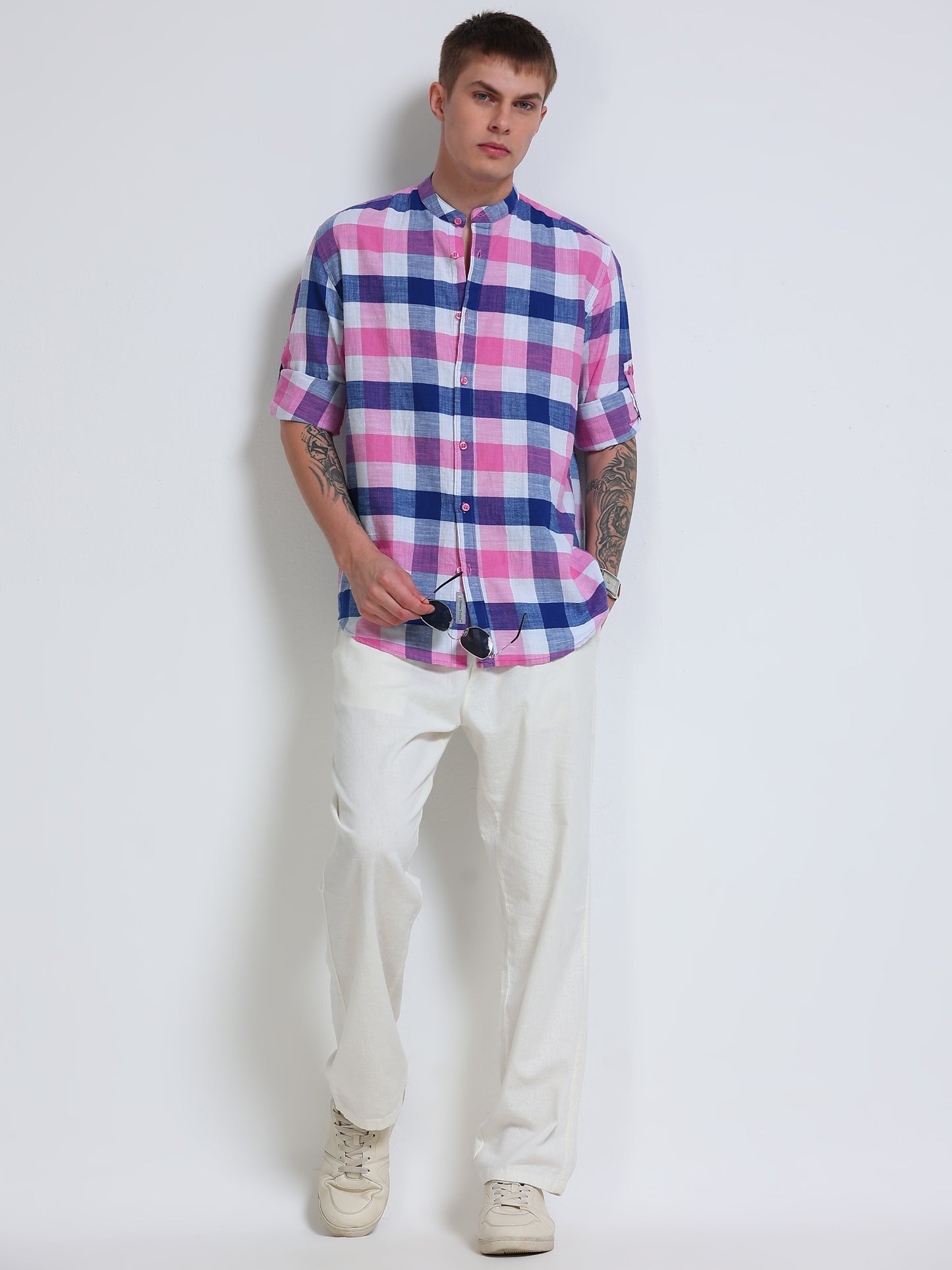 Candy Harbour Check Chinese Collar Shirt