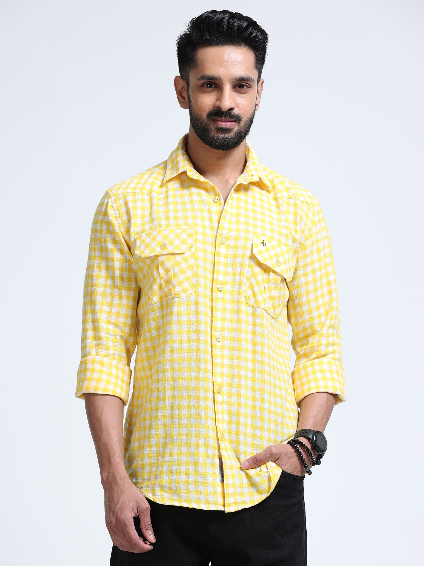 Lemon Zest Check Double Pocket Shirt
