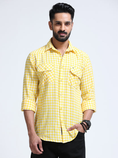 Lemon Zest Check Double Pocket Shirt