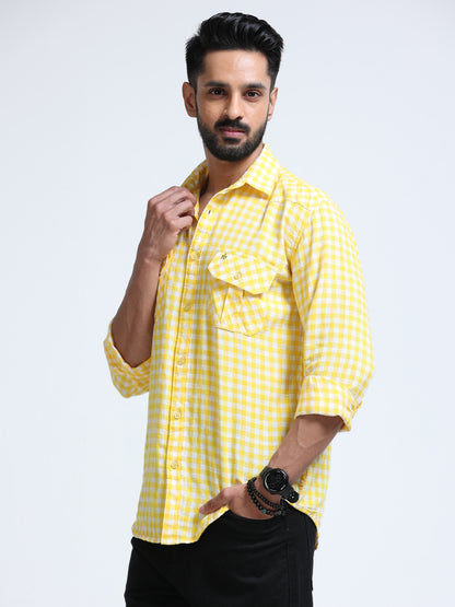 Lemon Zest Check Double Pocket Shirt