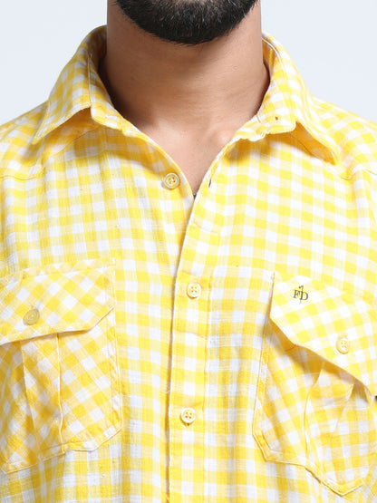 Lemon Zest Check Double Pocket Shirt