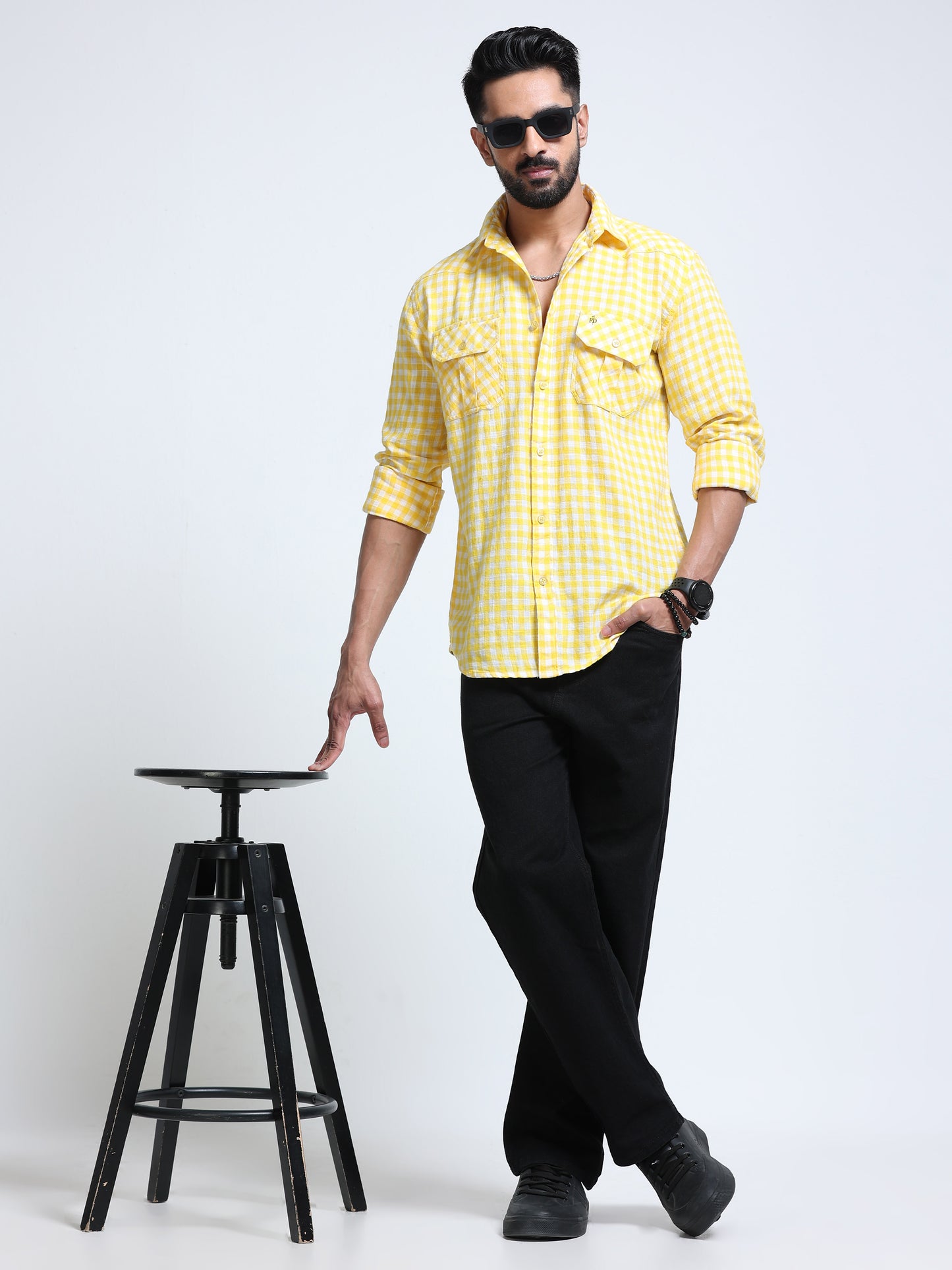 Lemon Zest Check Double Pocket Shirt