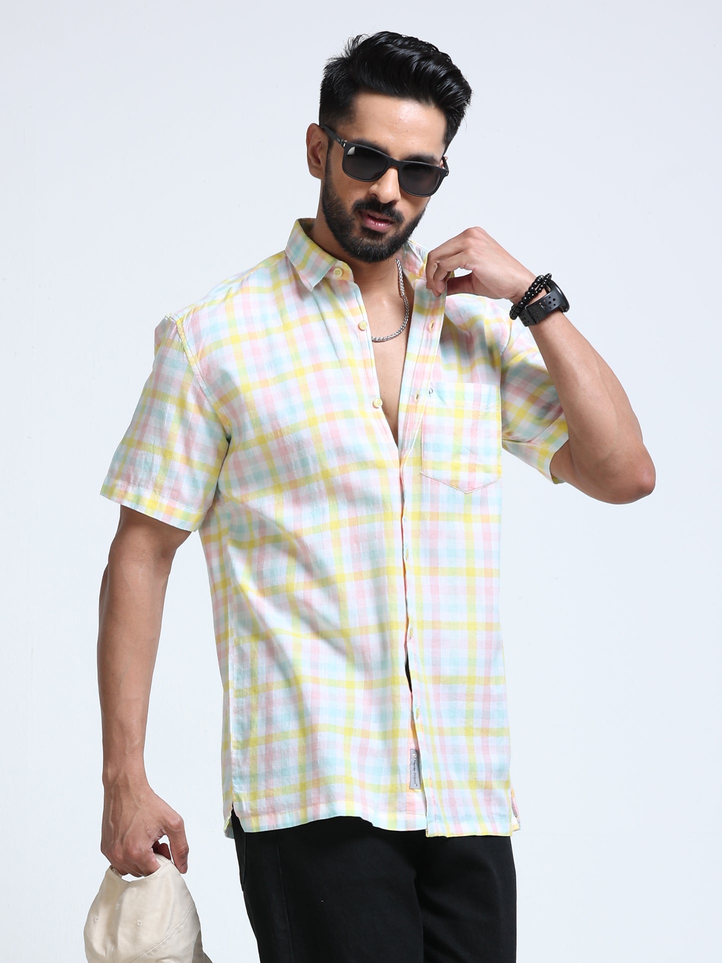 Lemon Tide Check Half Sleeve Shirt