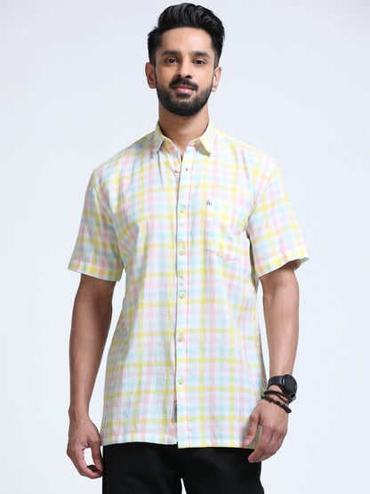 Lemon Tide Check Half Sleeve Shirt