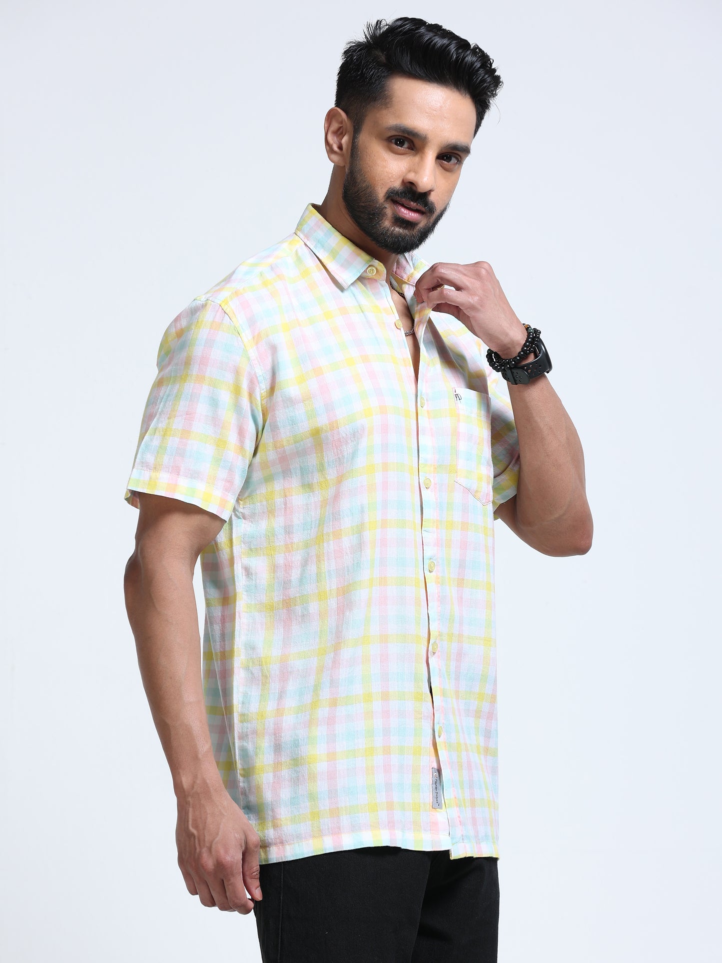 Lemon Tide Check Half Sleeve Shirt