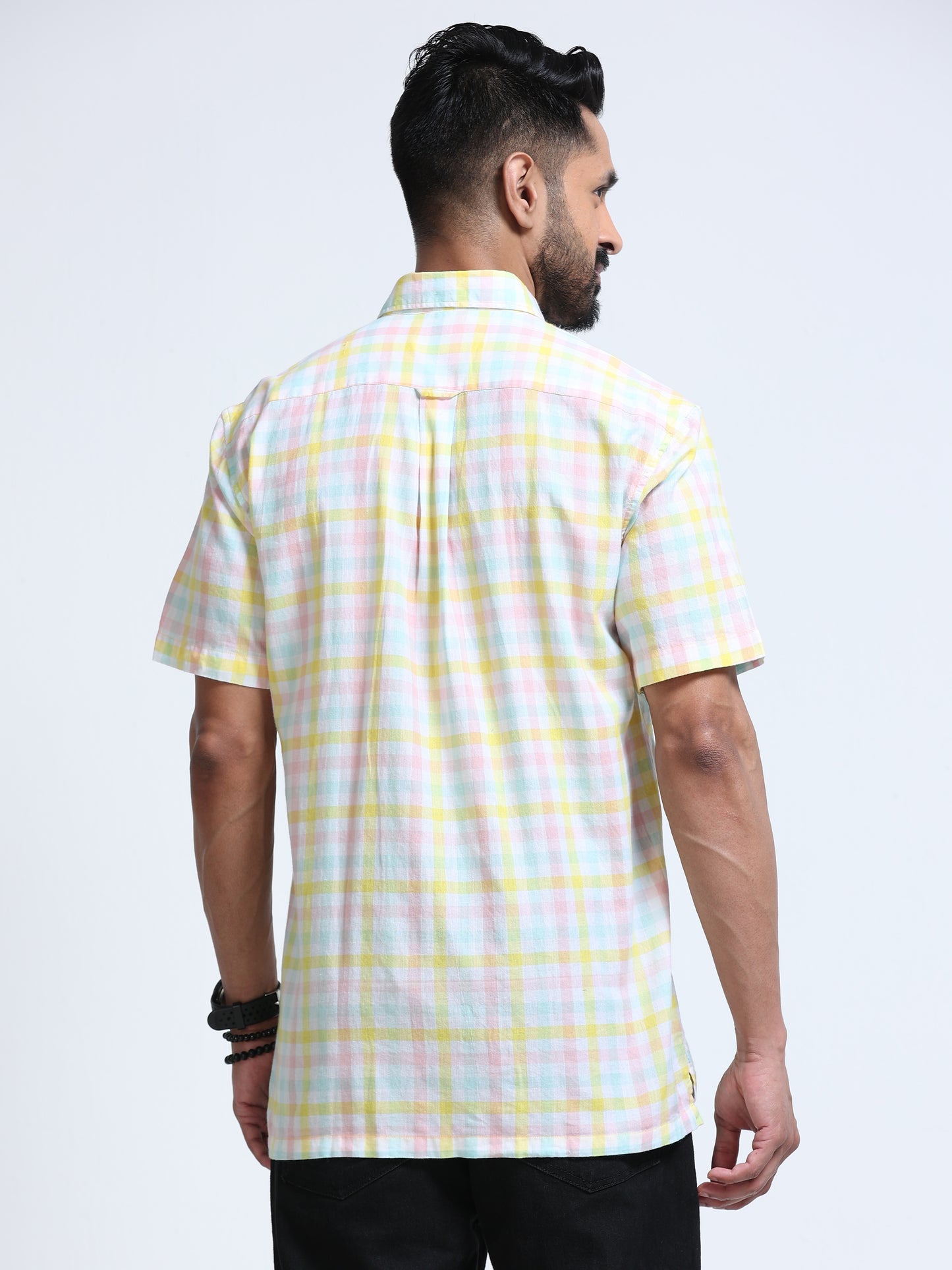 Lemon Tide Check Half Sleeve Shirt