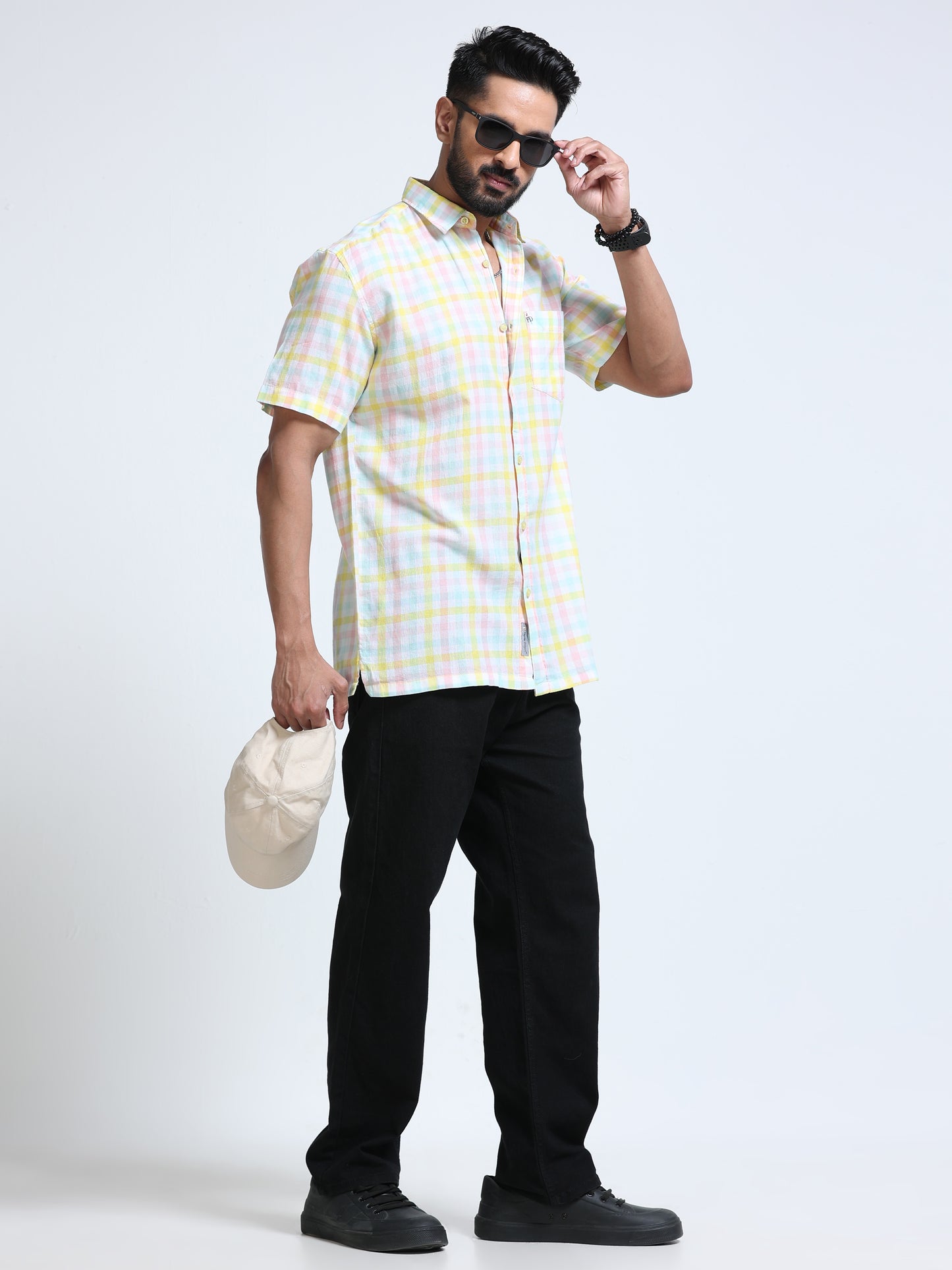 Lemon Tide Check Half Sleeve Shirt
