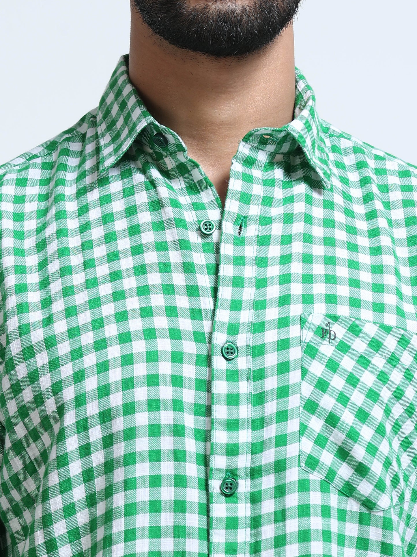 Green Monarch Check Half Sleeve Shirt
