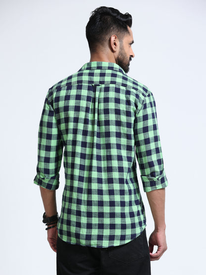 Green Horizon Check Double Pocket Shirt