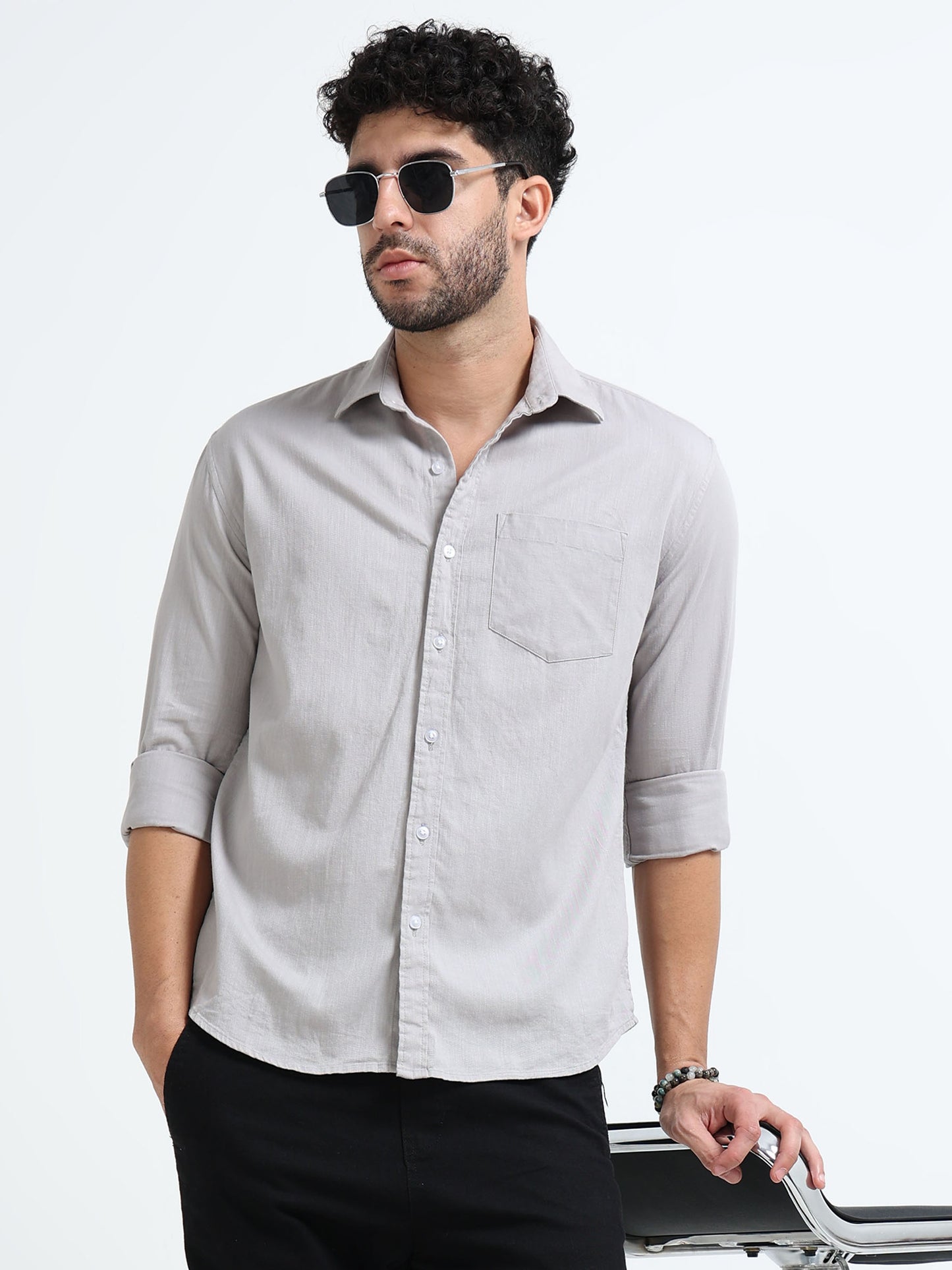 Urban Ash Solid Grey Shirt
