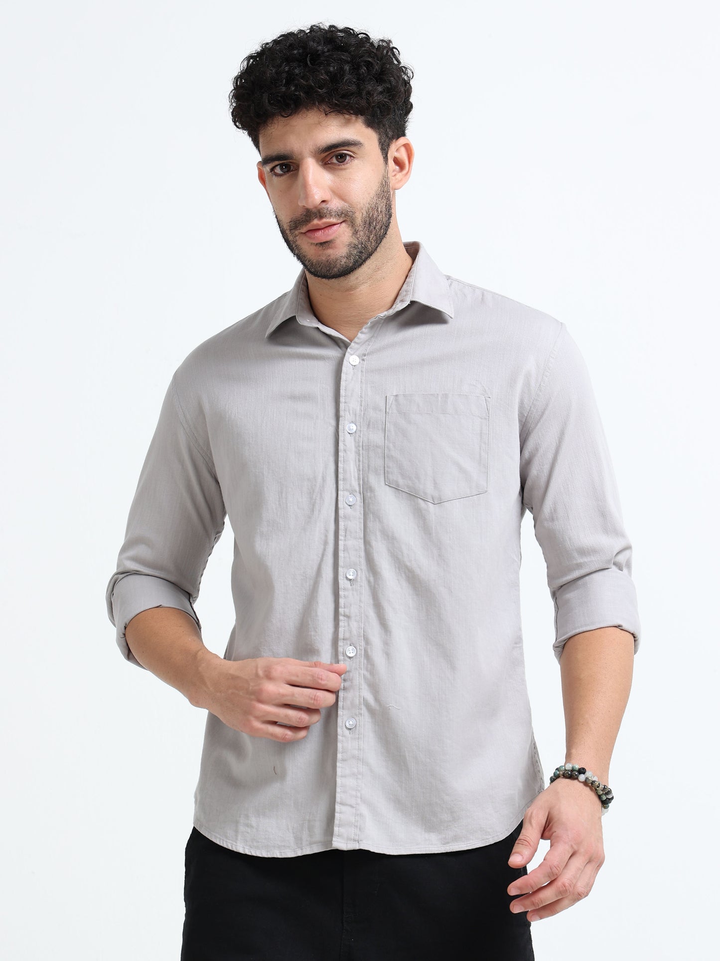 Urban Ash Solid Grey Shirt