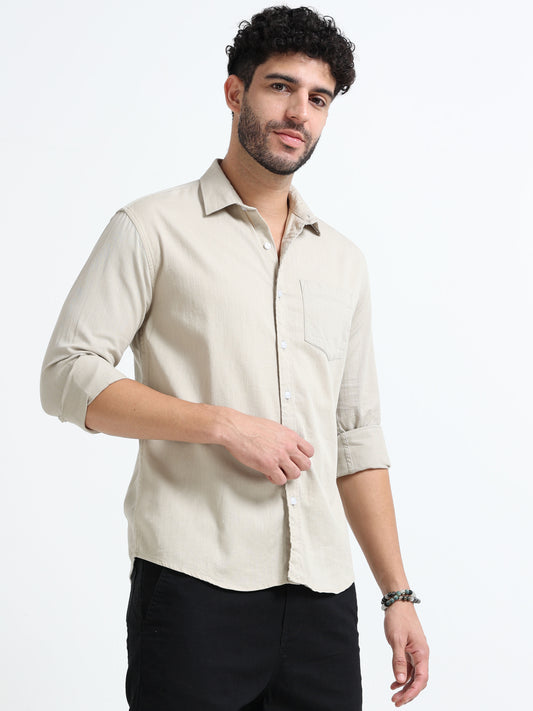 Beige Prime Solid Shirt
