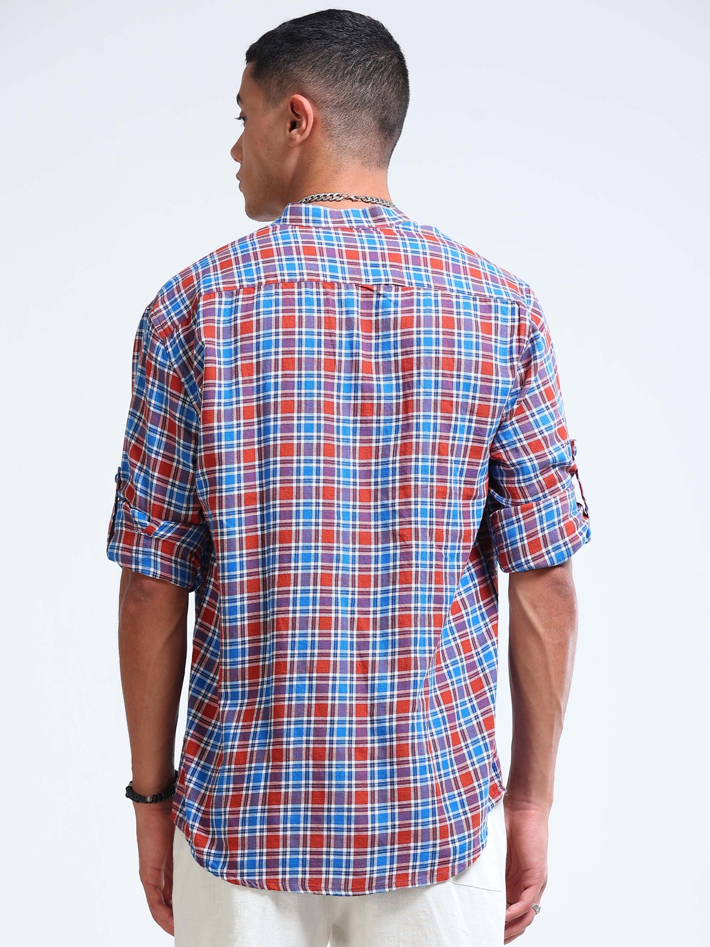 Heritage Trail Check Chinese Collar Shirt