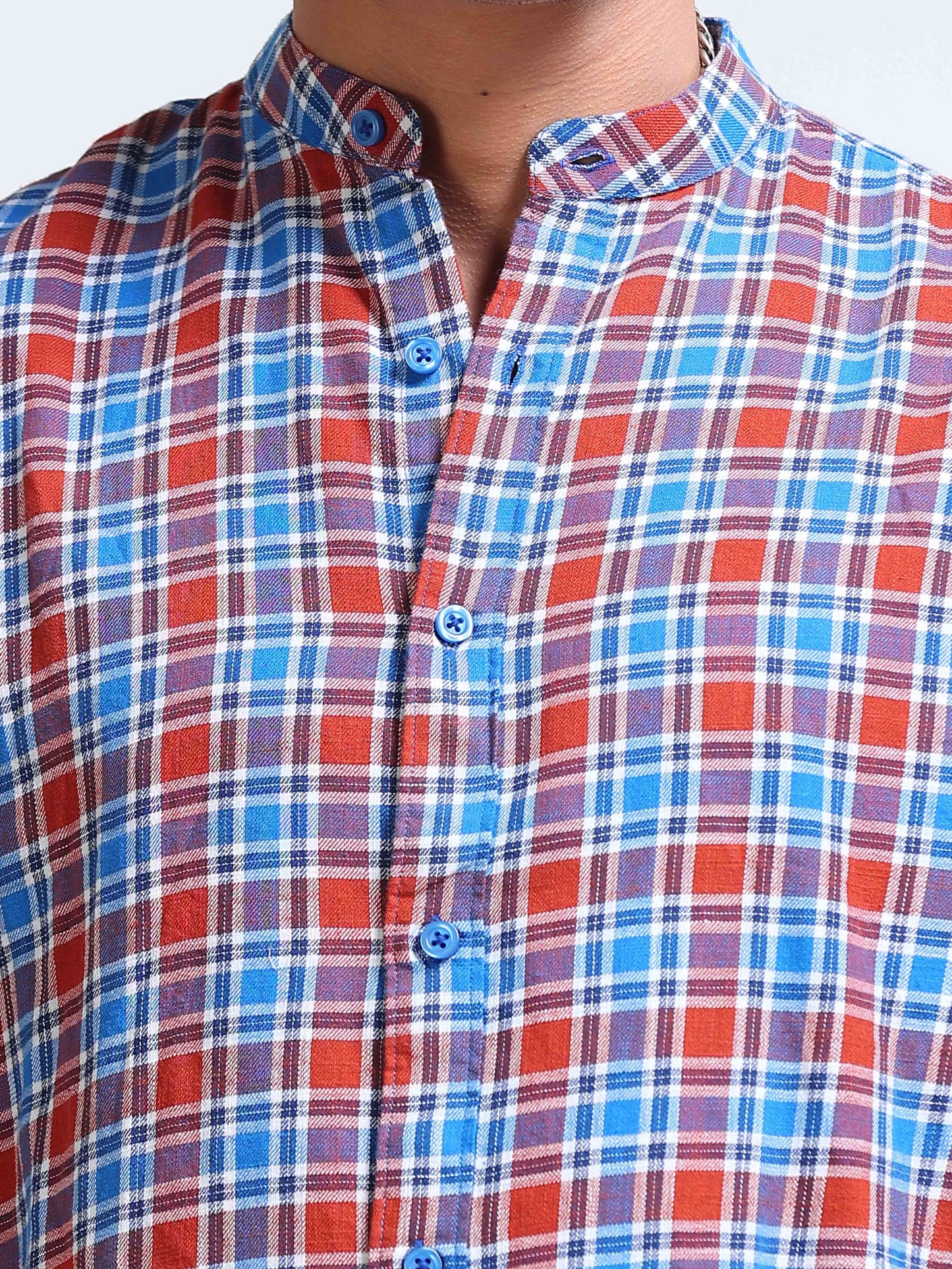Heritage Trail Check Chinese Collar Shirt