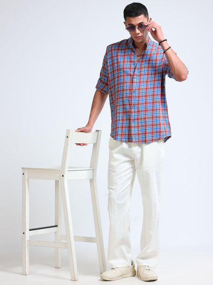 Heritage Trail Check Chinese Collar Shirt