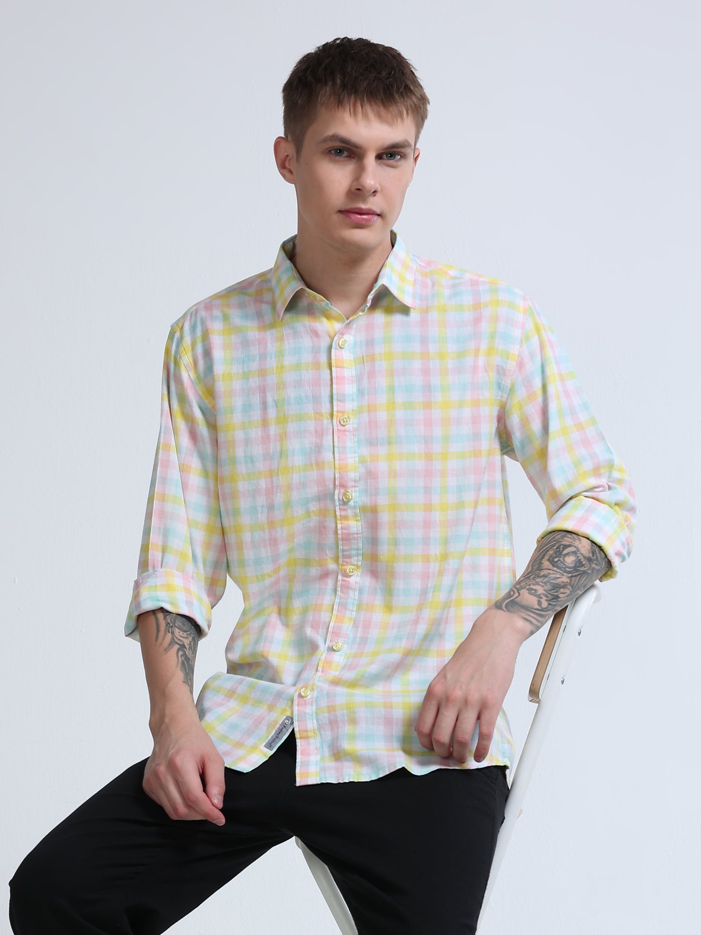 Men Lemon Tide Check Shirt