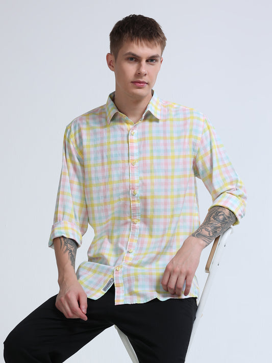 Men Lemon Tide Check Shirt