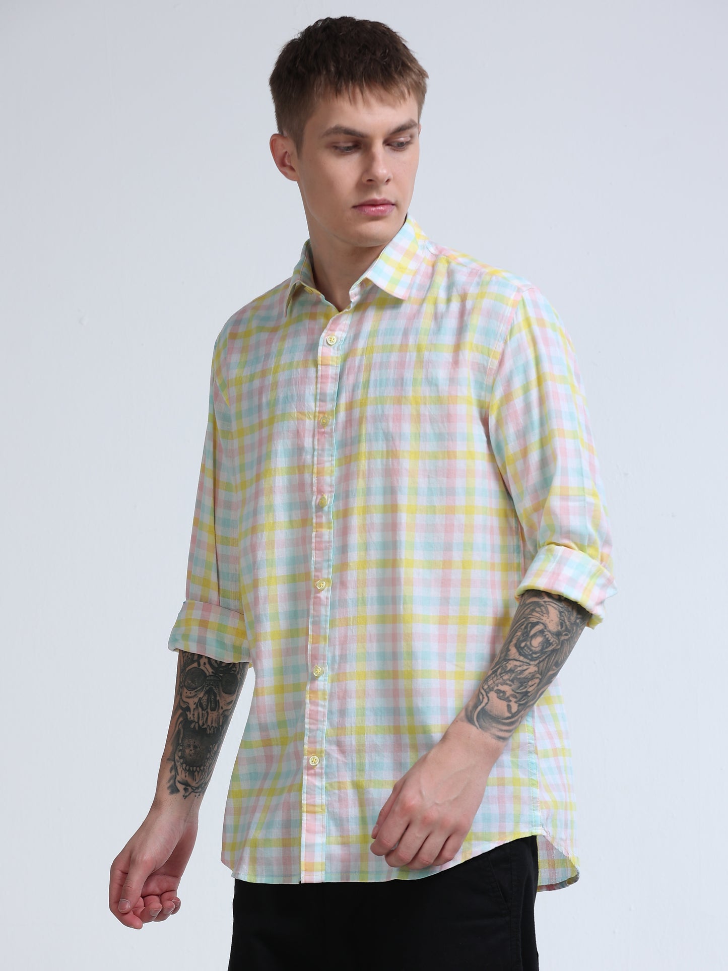 Men Lemon Tide Check Shirt