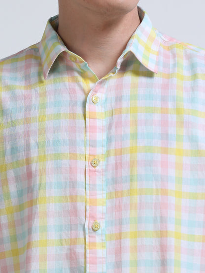 Men Lemon Tide Check Shirt