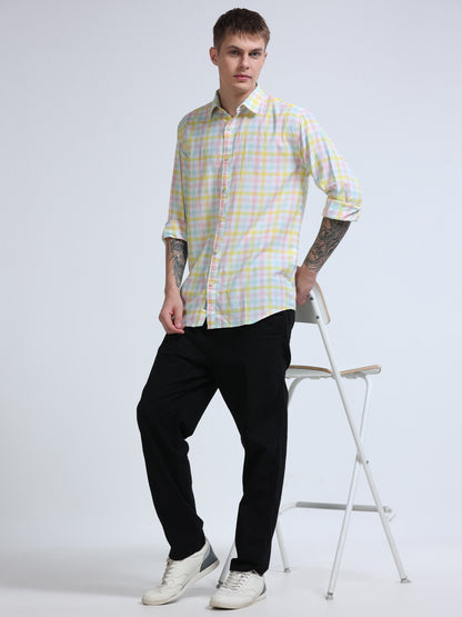 Men Lemon Tide Check Shirt