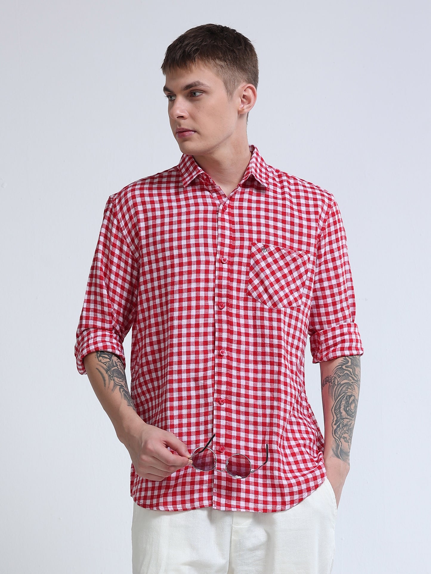 Men Ruby Check Shirt