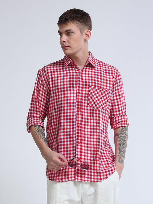 Men Ruby Check Shirt
