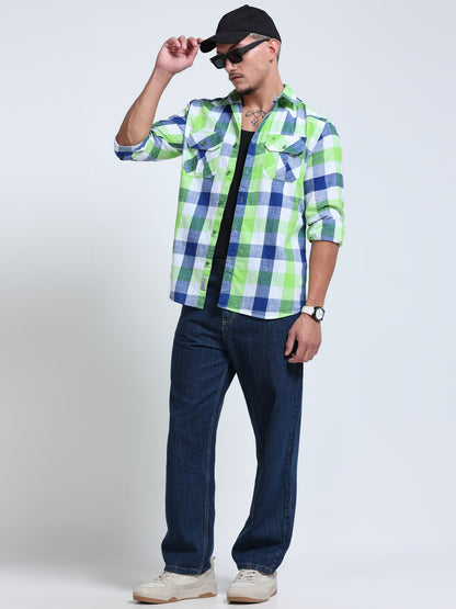 Capri Green Check Double Pocket Shirt