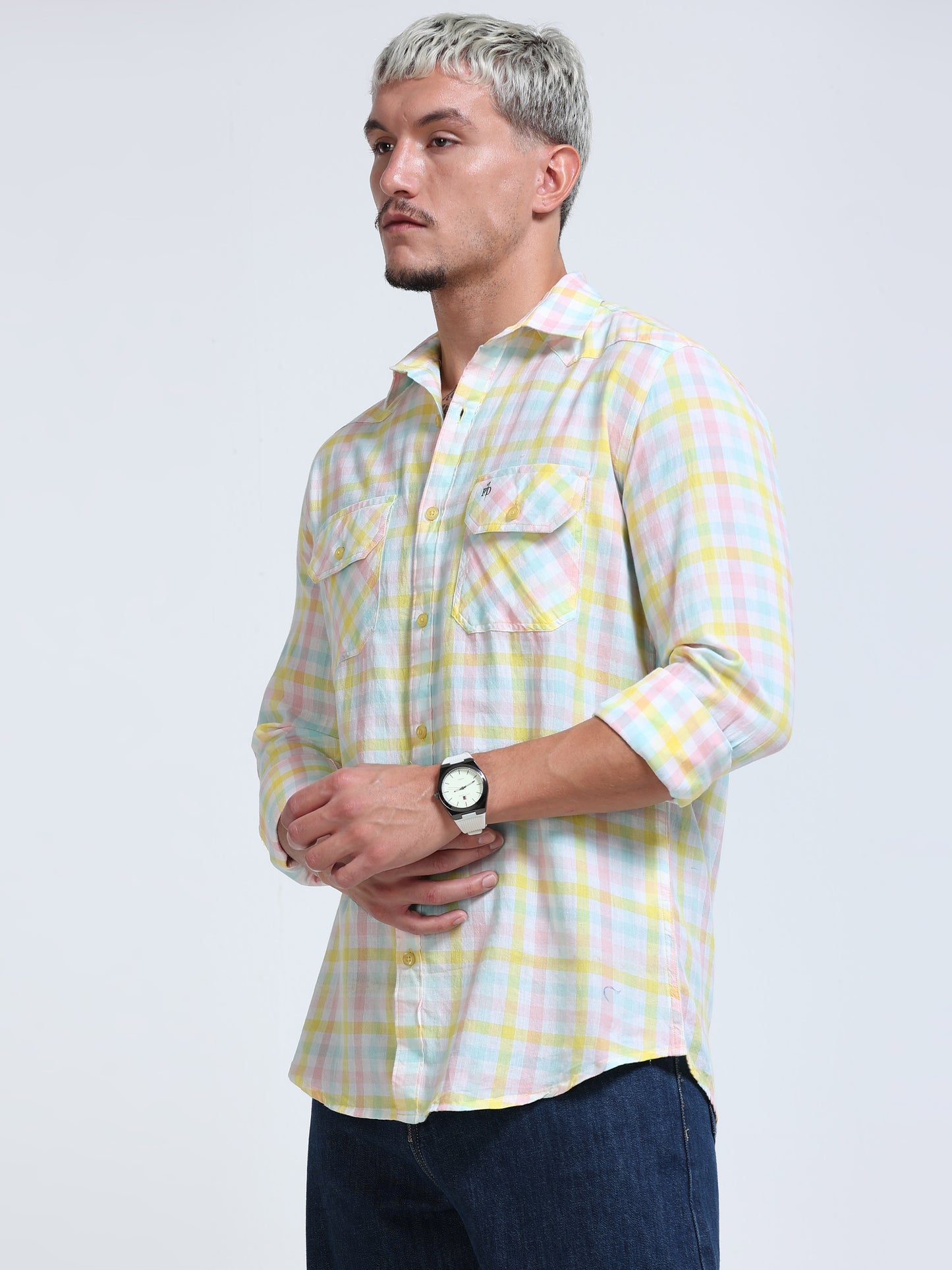 Lemon Tide Check Double Pocket Shirt