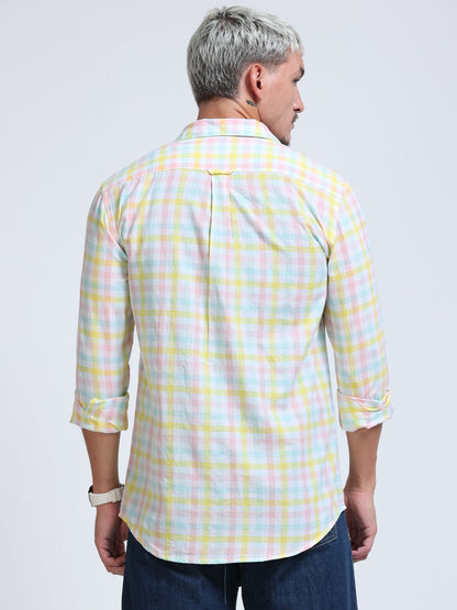 Lemon Tide Check Double Pocket Shirt
