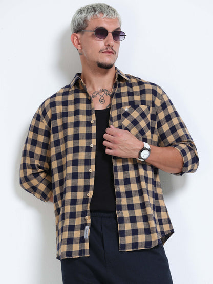 Men Desert Navy Check Shirt