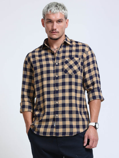 Men Desert Navy Check Shirt