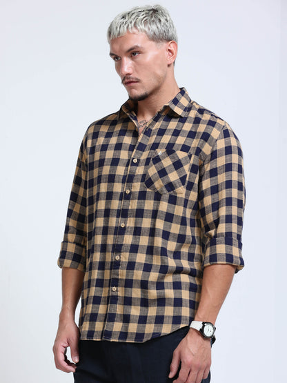 Men Desert Navy Check Shirt