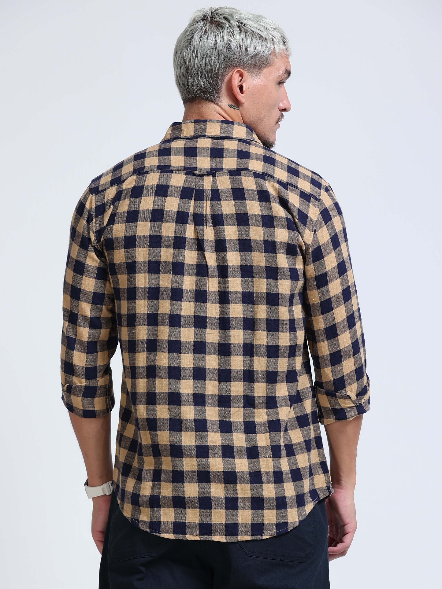 Men Desert Navy Check Shirt