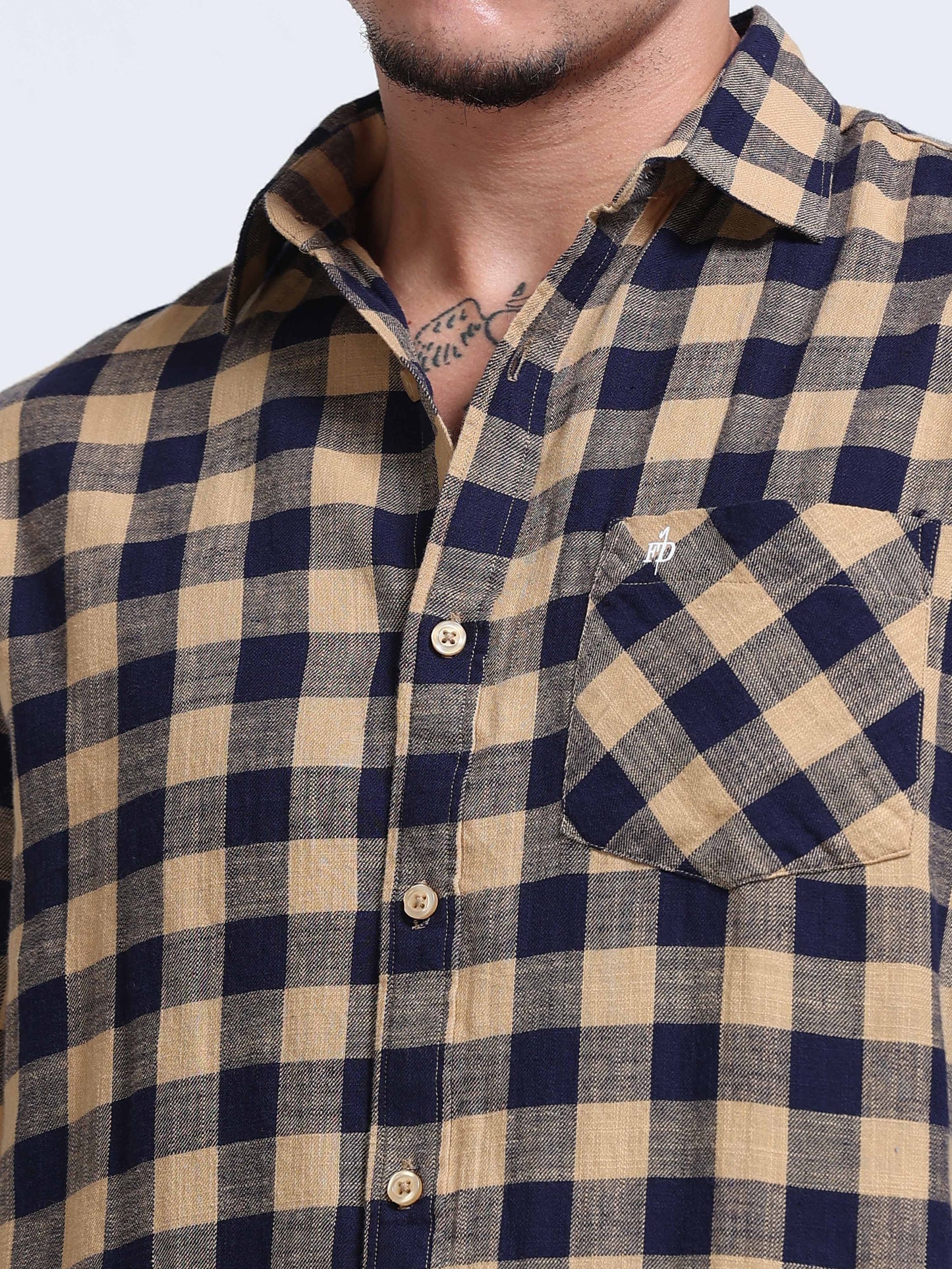 Men Desert Navy Check Shirt
