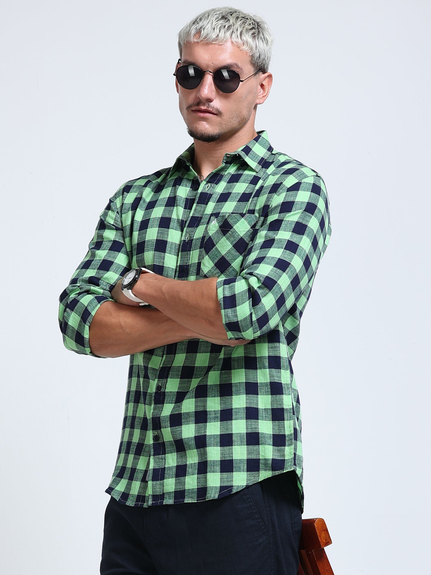 Men Green Horizon Check Shirt