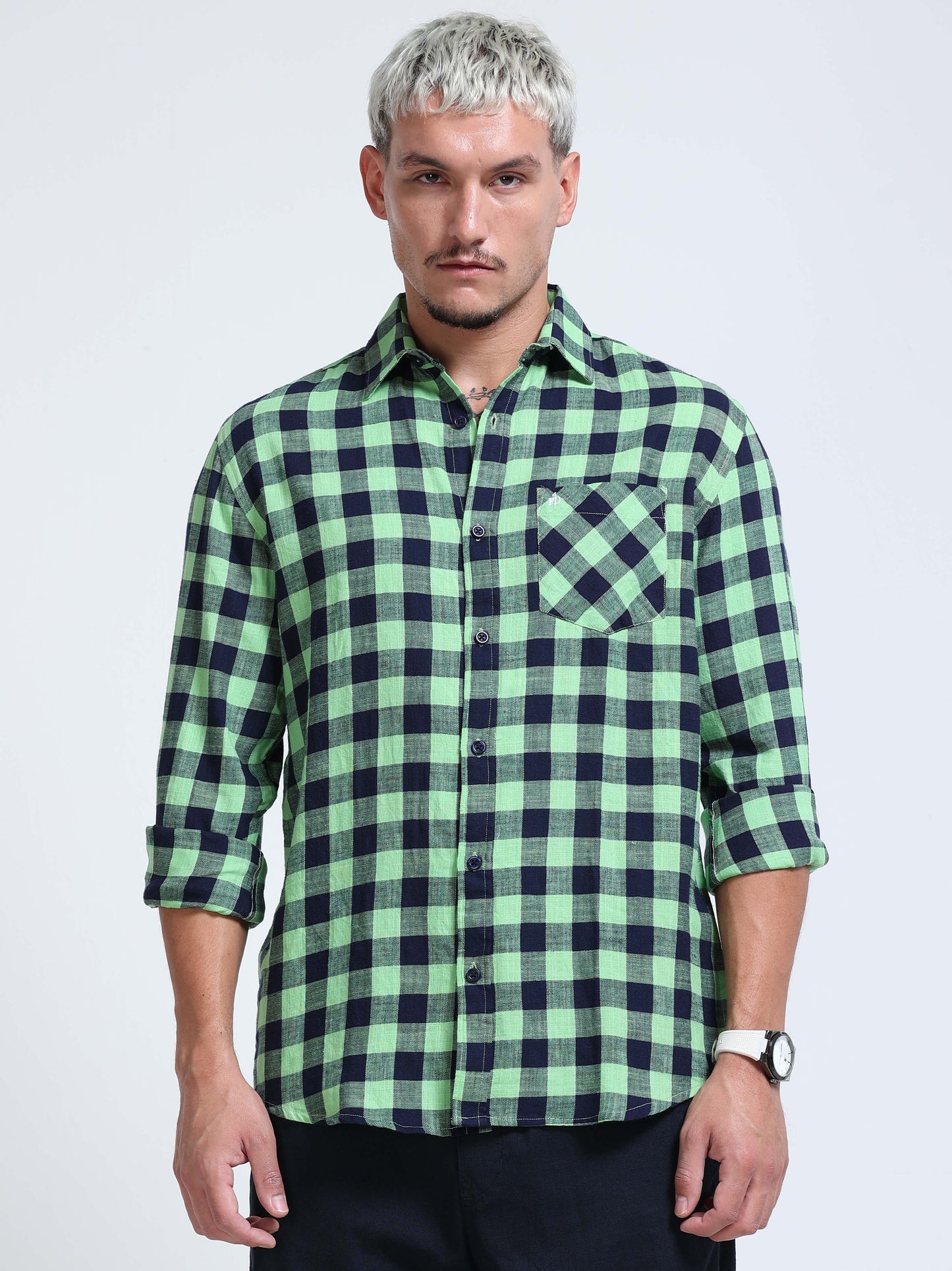 Men Green Horizon Check Shirt