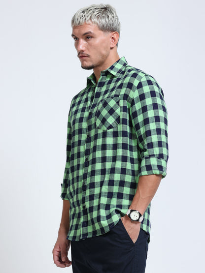 Men Green Horizon Check Shirt