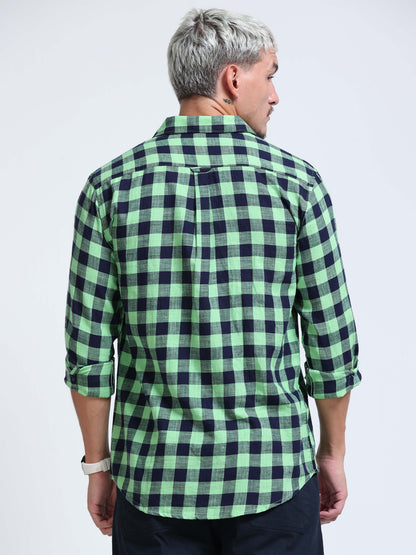 Men Green Horizon Check Shirt