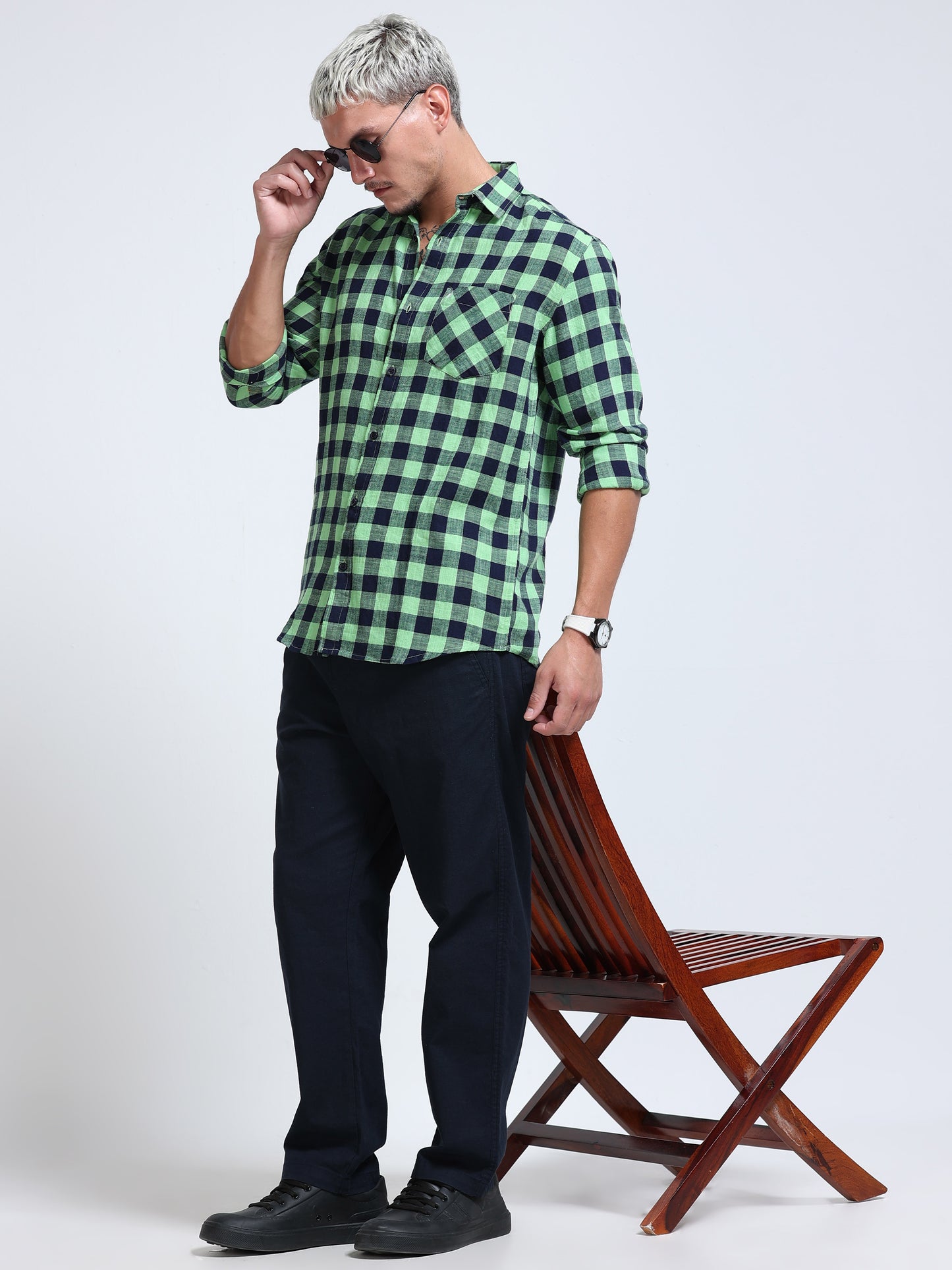 Men Green Horizon Check Shirt